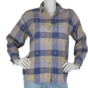 Vintage Check Heart Embroidered Checkered Cottagecore Valentines Day Love Shirt